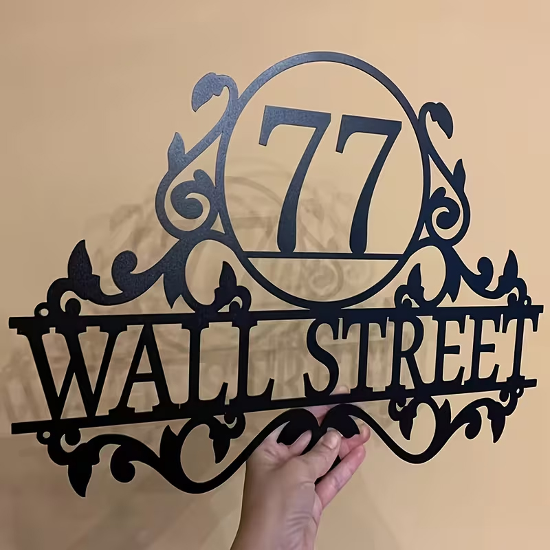 Home Decor Outdoor - ป้ายเลขที่บ้านและชื่อถนนโลหะแบบกำหนดเอง - ป้ายที่อยู่เหล็กแบบส่วนตัวสำหรับตกแต่งภายนอกบ้าน - ของขวัญปีใหม่