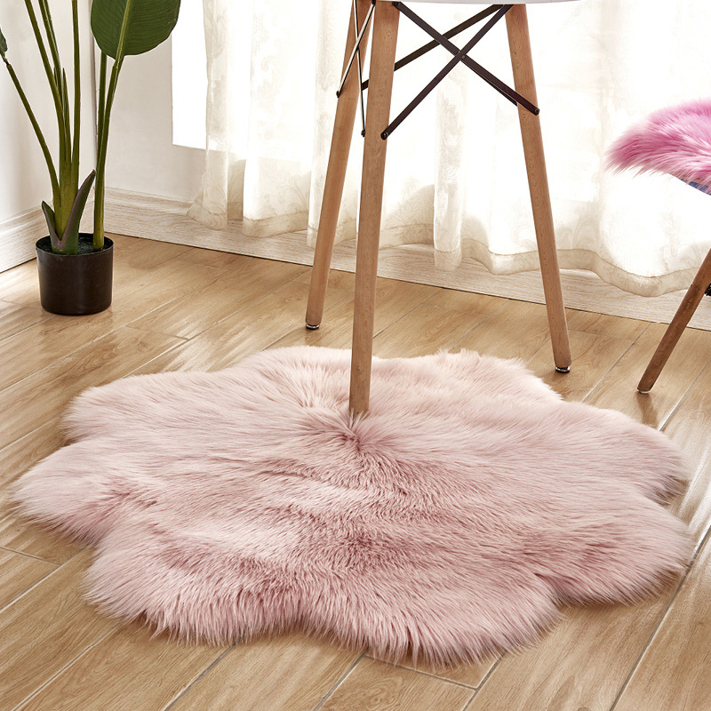 Cowhide Rug Faux - Plum Blossom รูปร่างนุ่ม Faux FUR ขนสัตว์พรมปุย
