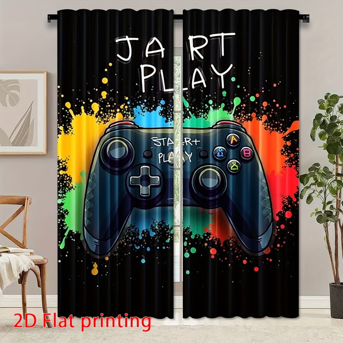 Home Decor Youtube Videos - ผ้าม่านเกมมิ่ง ผ้าม่านวิดีโอเกม สีดำ ตกแต่งบ้าน แผงผ้าม่านลายป๊อปอาร์ต ผ้าม่านหน้าต่าง