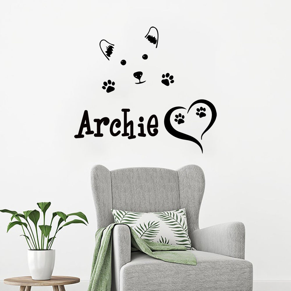Home Decor Lovely Home - สติ๊กเกอร์ติดผนังตกแต่งบ้านลายสัตว์เลี้ยงน่ารัก 1 ชิ้น พร้อมชื่อสั่งทำพิเศษ สำหรับตกแต่งบ้าน วัสดุไวนิล