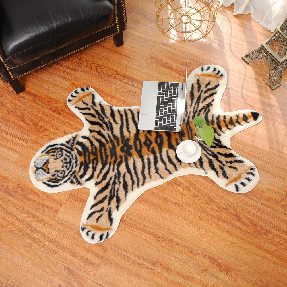 Cowhide Rug Faux - พรมพิมพ์ลายเสือ, พรมพิมพ์ลายเสือหนังวัวฟอกผิวหนังวัวกันลื่นกันลื่นขนาด94x100ซม. พรมพิมพ์ลายสัตว์