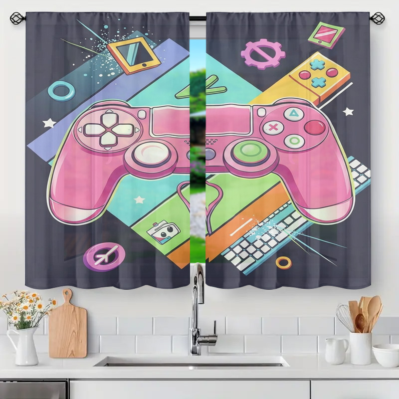 Home Decor Youtube Videos - ม่านตกแต่งห้องเกมเมอร์ ลายคอนโทรลเลอร์วิดีโอเกม สำหรับห้องชาย ห้องเด็กชาย ผ้าม่านหน้าต่าง ของขวัญตกแต่งห้องเล่นเกม