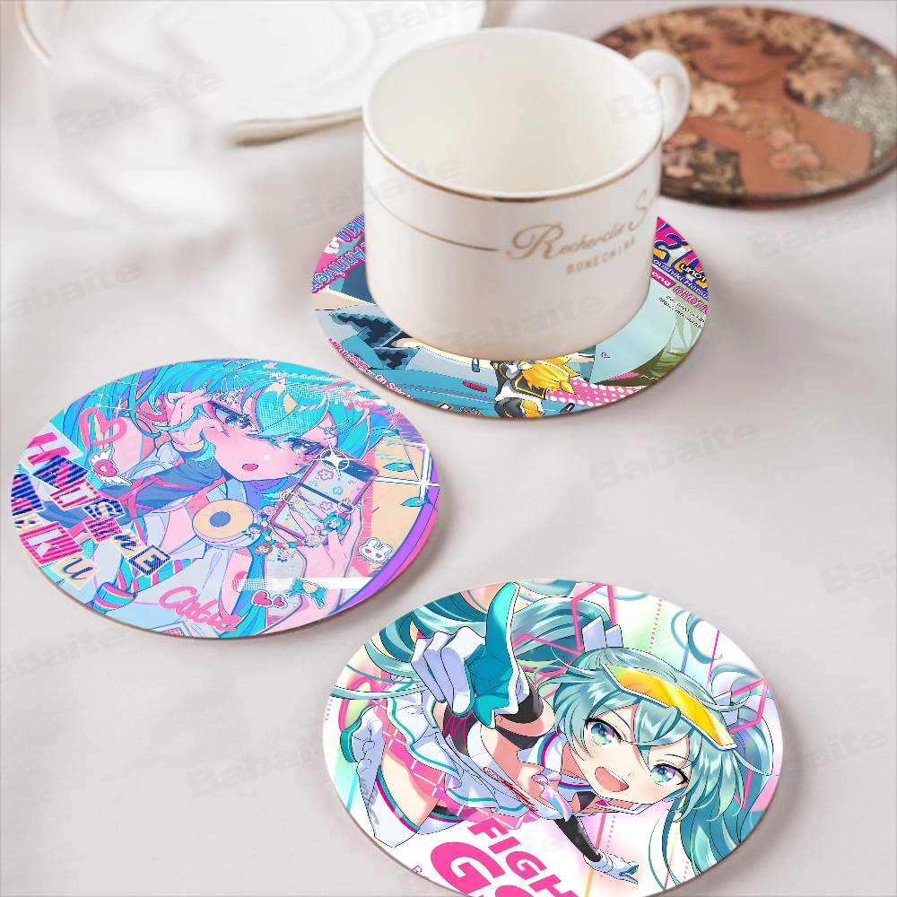 Home Decor Kolkata - H-HATSUNE M-MIKU ที่รองแก้วเหมาะสำหรับการตกแต่งการสังสรรค์ของครอบครัวในชีวิตประจำวัน ห้องครัว ที่รองแก้วไม้กันลื่น