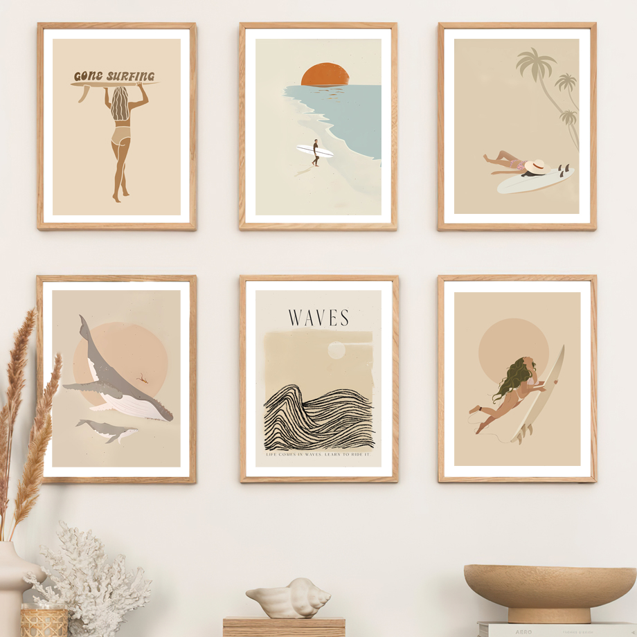 Geometric Wall Art - ภาพวาดบนผ้าใบไร้กรอบ 1 ชิ้น ภาพฤดูร้อน ทะเล ชายหาด