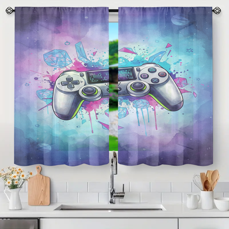 Home Decor Youtube Videos - ม่านควบคุมวิดีโอเกมสีสันสดใส ผ้าม่านหน้าต่างลายกราฟิกนามธรรม ตกแต่งห้องเล่นเกม ห้องนอน ห้องนั่งเล่น ช่วยกรองแสง