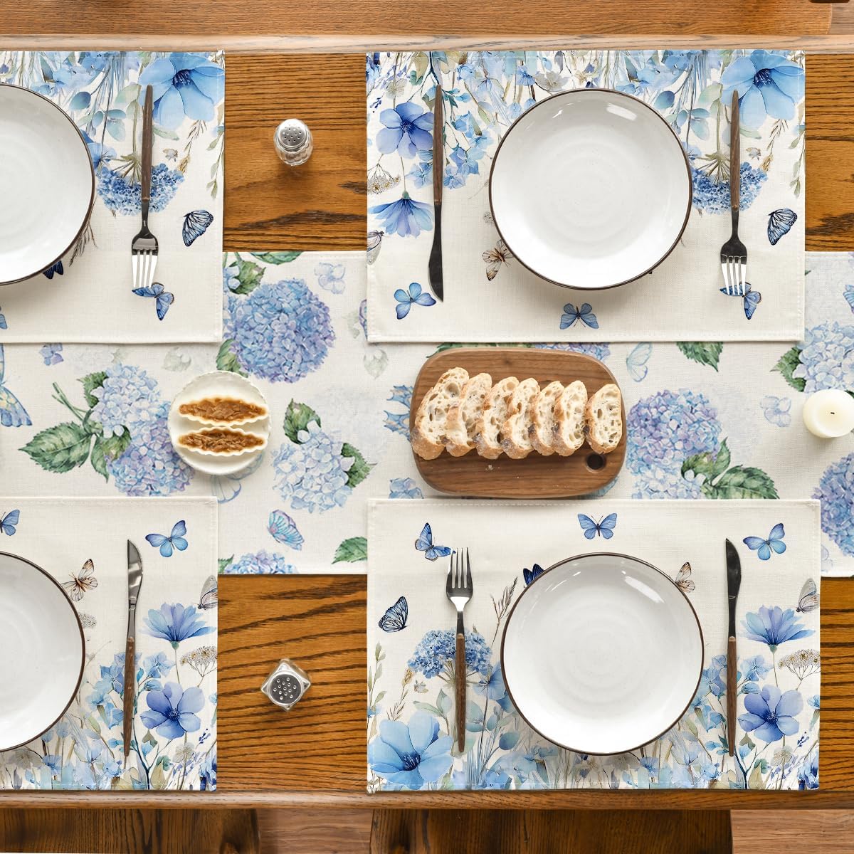 4 ชิ้น, แผ่นรองจานลายดอกไฮเดรน - Home Decor Kolkata บทวิจารณ์และราคา