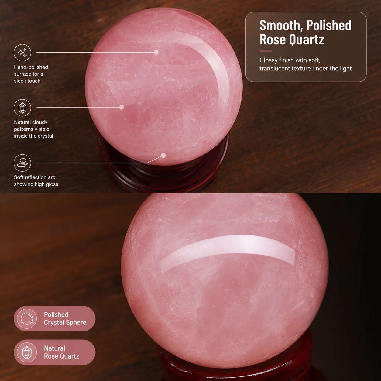 ลูกบอลโรสควอตซ์สีชมพูที่มีรูปท - Home Decor Enthusiast บทวิจารณ์และราคา