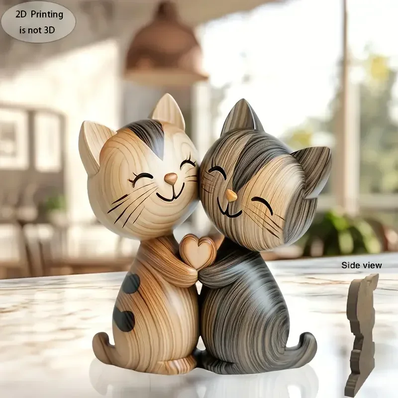 2D แบนแมวไม้แมวสุนัขคู่ประติมา - Home Decor Enthusiast บทวิจารณ์และราคา