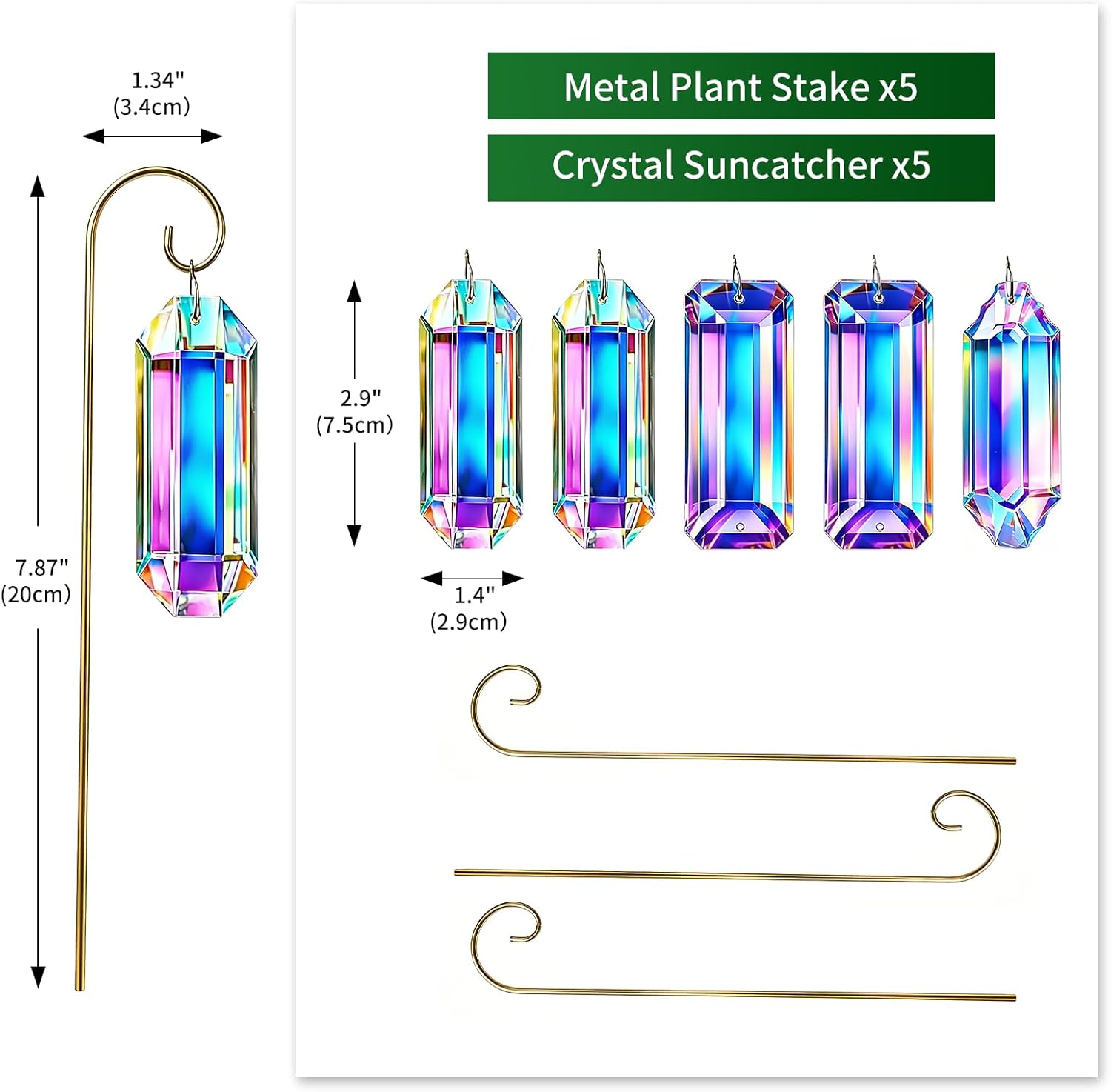 แท่งคริสตัลตกแต่งต้นไม้ 5 ชิ้น - Crystal Sun Catcher บทวิจารณ์และราคา