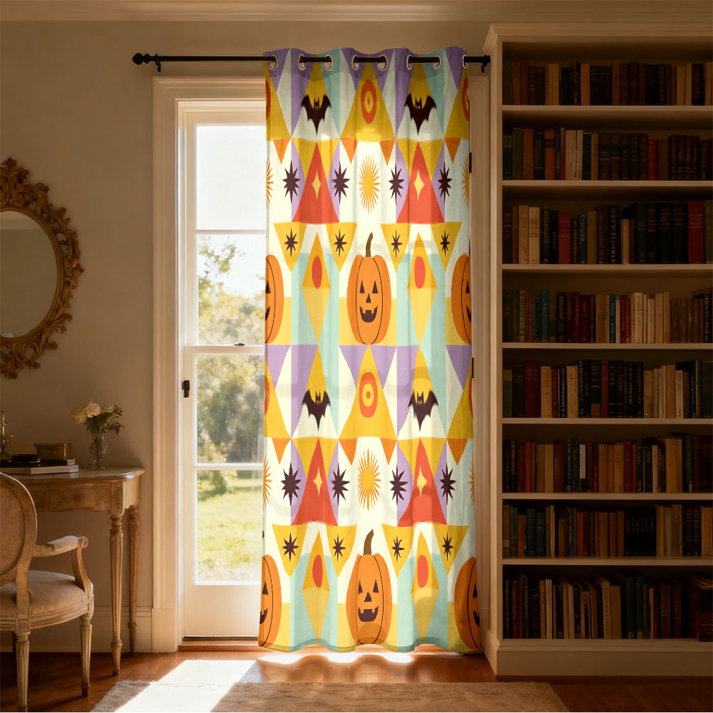 ผ้าม่านลายฟักทองค้างคาวเรขาคณิ - Home Decor Curtains บทวิจารณ์และราคา